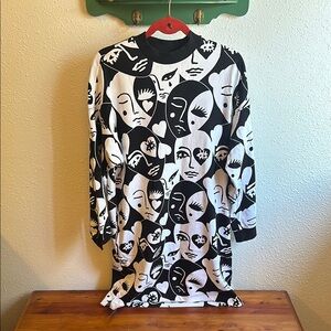 Black and White Face Pattern Dress